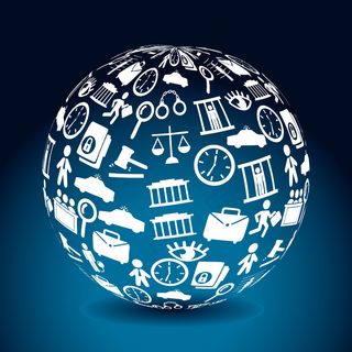 蓝色背景上的*图标矢量图