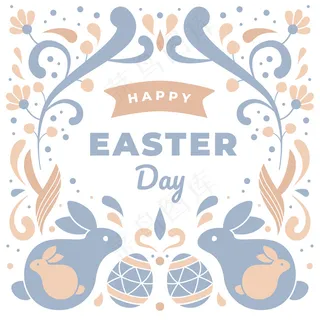 手绘风格复活节快乐