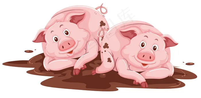 猪玩泥巴eps,ai矢量模版下载