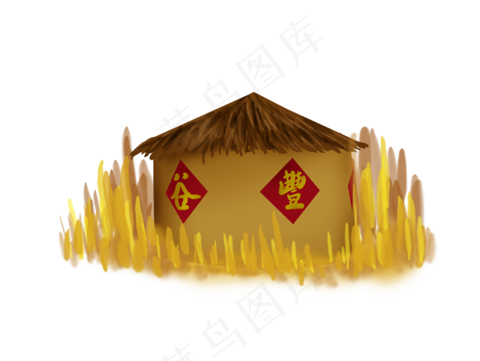 立秋手绘金色粮仓(3089X2327(DPI:300))psd模版下载
