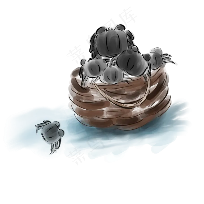 水墨一篮子大闸蟹(2000X2000(DPI:300))psd模版下载