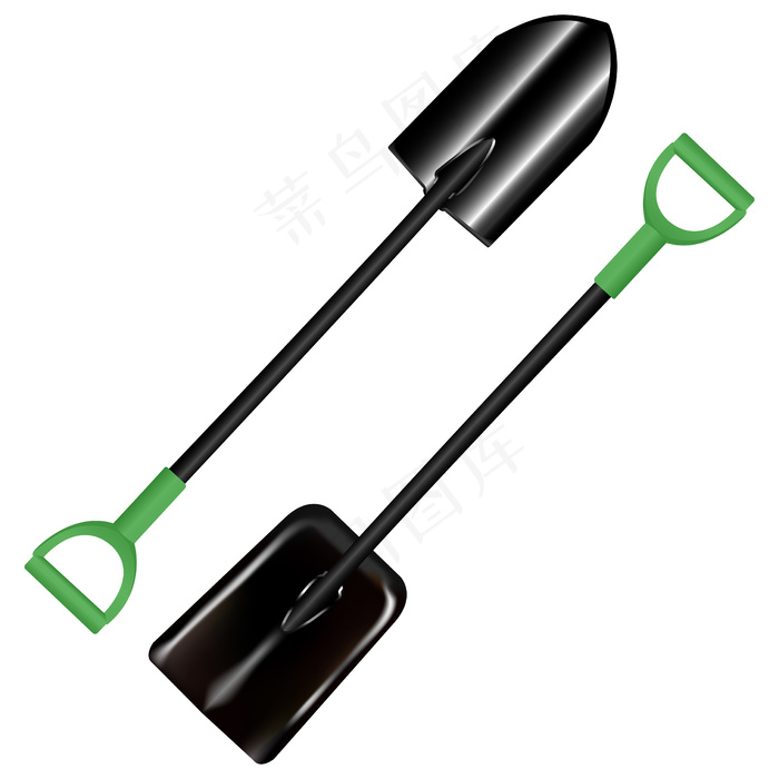 花园铲。黑桃设计插图集。法恩农业设备图纸。带手柄的考古铲，黑色配件。金属挖掘机草图，手动挖掘