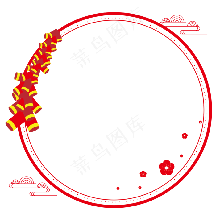 中国风红色线框矢量祥云中国红圆(3543*3543px 300 dpi )ai矢量模版下载