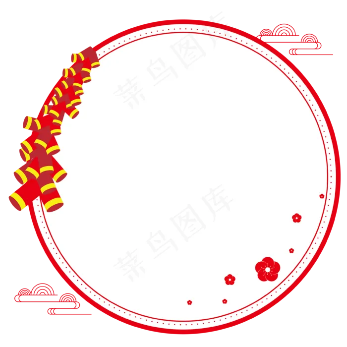 中国风红色线框矢量祥云中国红圆(3543*3543px 300 dpi )ai矢量模版下载