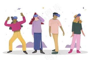 人们在虚拟现实中玩游戏