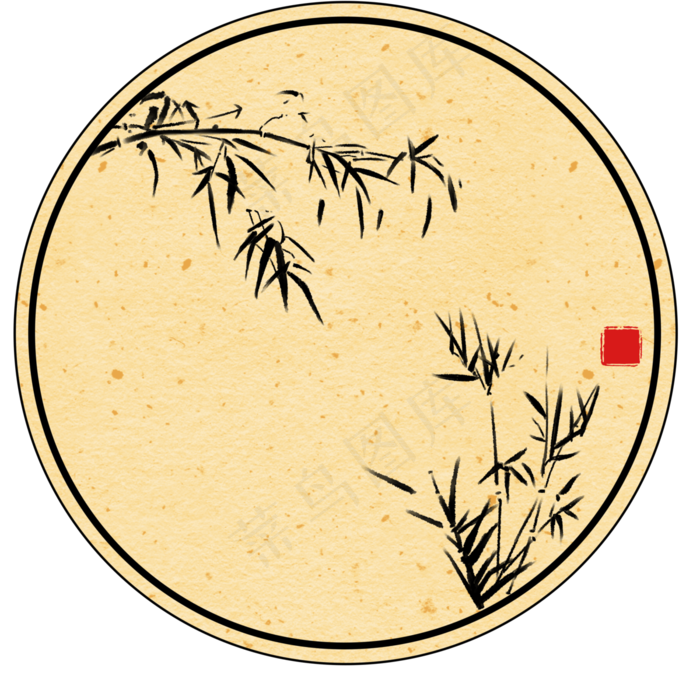 中国风水墨梅花电商边框(3000X3000(DPI:96))psd模版下载