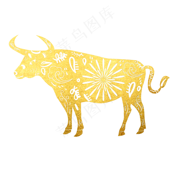 牛年金牛烫金装饰(2000X2000(DPI:144))psd模版下载