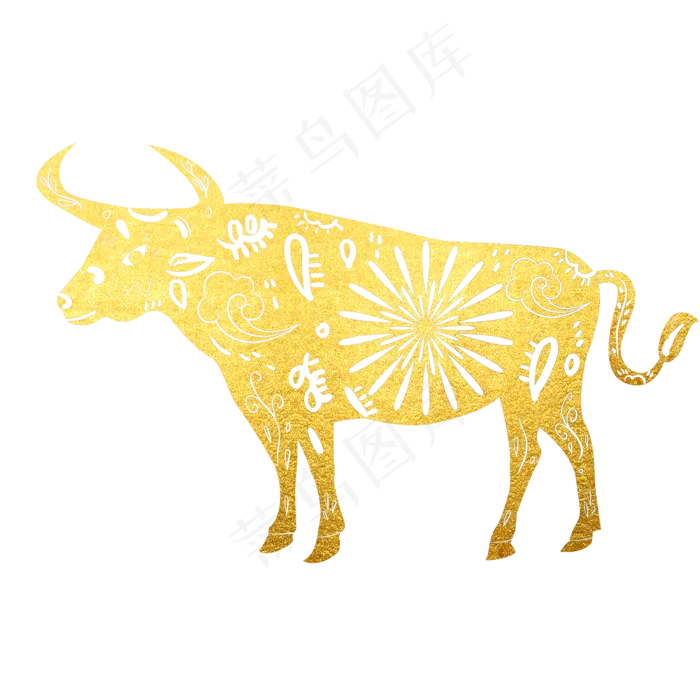 牛年金牛烫金装饰(2000X2000(DPI:144))psd模版下载