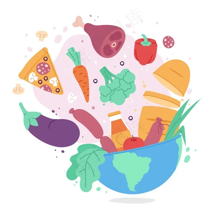 手绘世界粮食日概念图eps,ai矢量模版下载