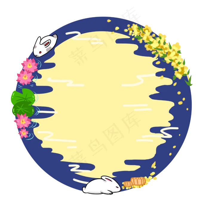 创意中秋玉兔边框(2953X2953(DPI:299))psd模版下载