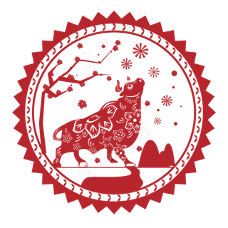 矢量牛年喜庆窗花