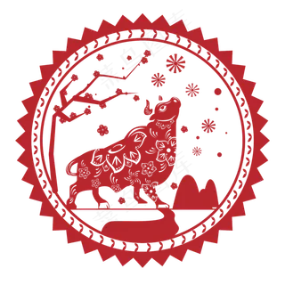 矢量牛年喜庆窗花