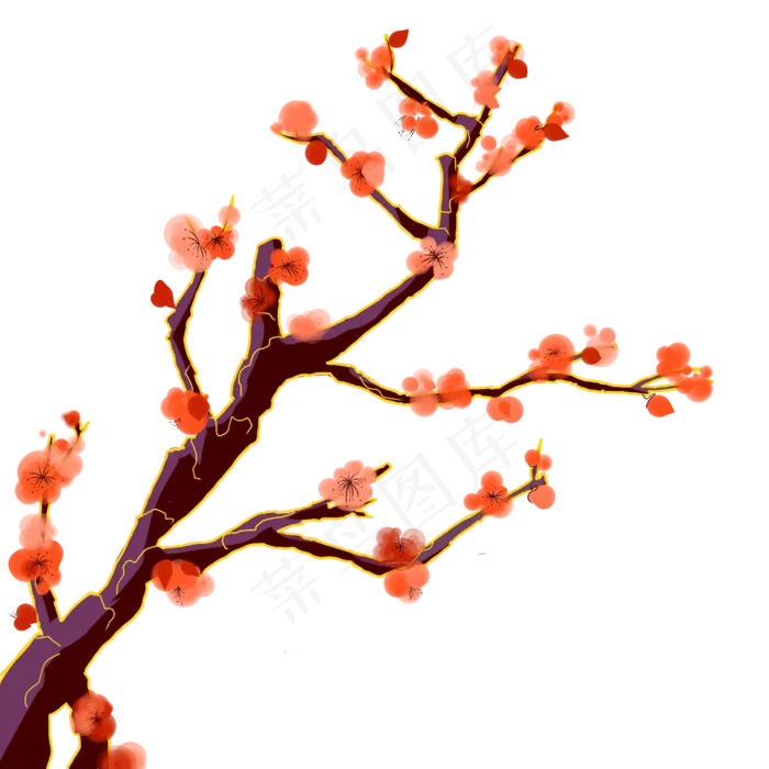 新春红色梅花(3000X3000(DPI:299))psd模版下载