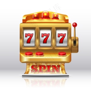 777彩票吃角子*。金色赌场旋转，孤立的赌博奖品机。