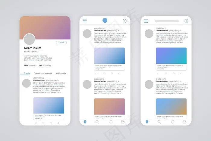 Twitter界面eps,ai矢量模版下载