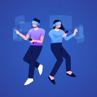 使用虚拟现实眼镜的情侣