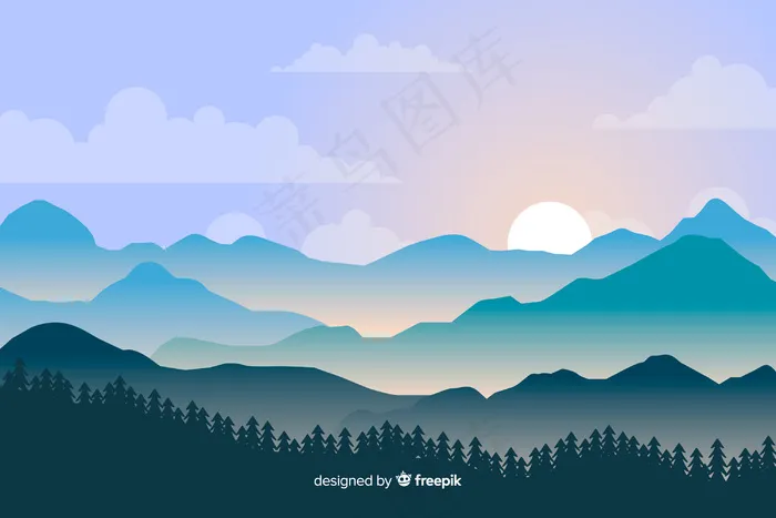 背景山景观eps,ai矢量模版下载