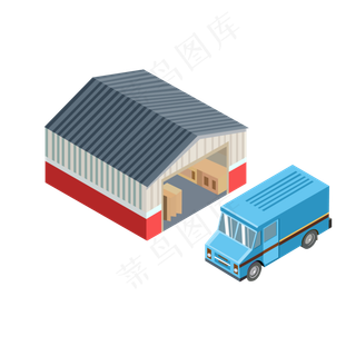 货车仓库运货车矢量