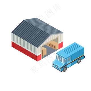 货车仓库运货车矢量