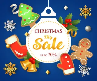 圣诞大减价，有装饰和饼干