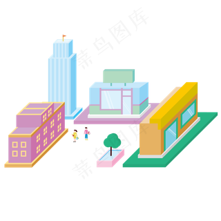 大型商城购物2.5D立体风格矢