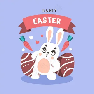复活节背景中的快乐小兔子