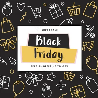 黑色星期五横幅banner模板与涂鸦元素