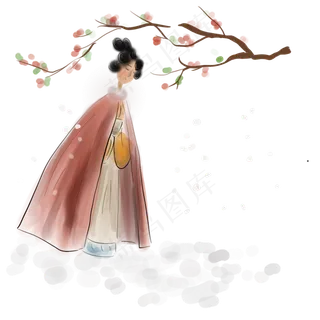古风赏梅的少女