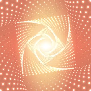 橙色背景上闪耀的闪光的无限菱形或方形扭曲隧道