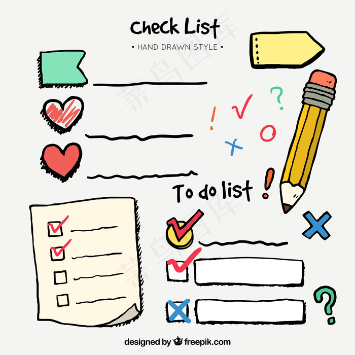 手绘清单和装饰元素