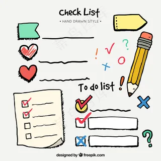 手绘清单和装饰元素
