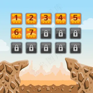 游戏用户界面。卡通插画