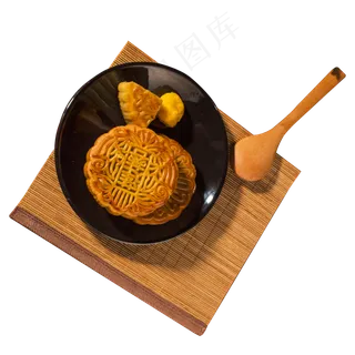 二块红色的月饼免抠图