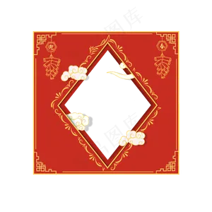 国潮新年立体窗户边框