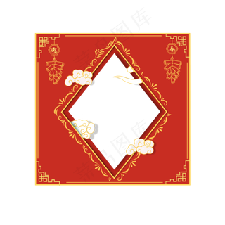国潮新年立体窗户边框