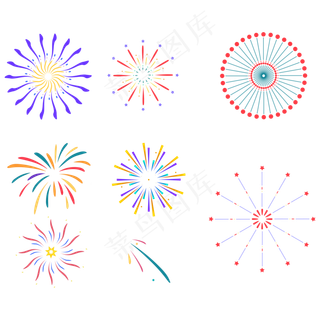 扁平撞色烟花