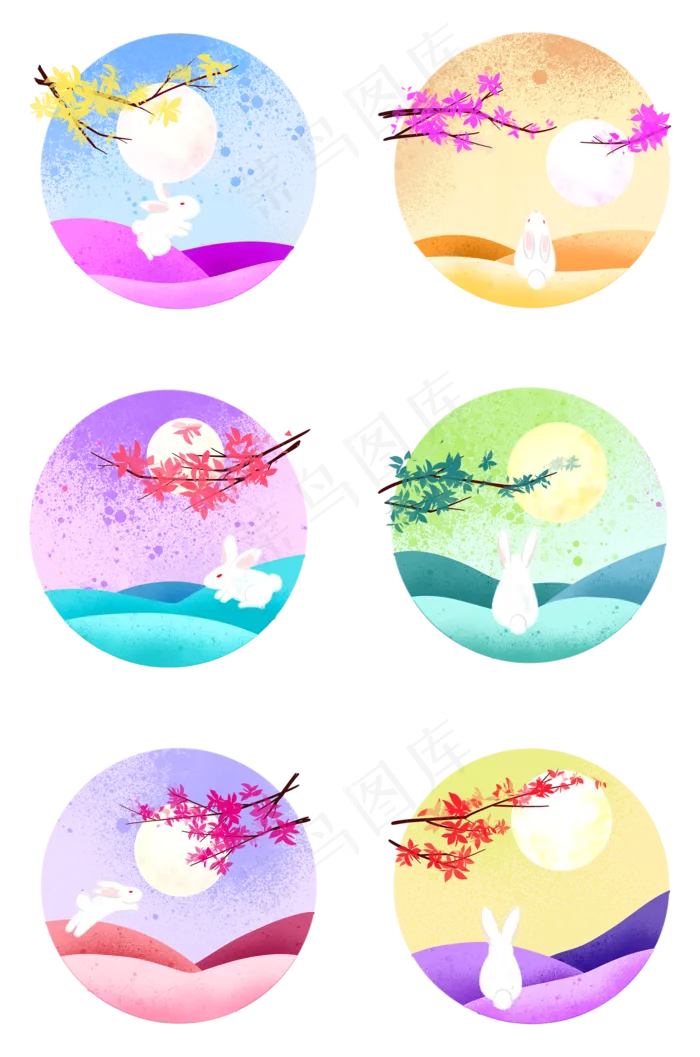 中秋佳节兔子望月夜景(2000X3020(DPI:300))psd模版下载