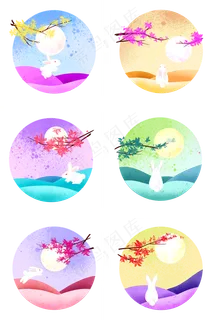 中秋佳节兔子望月夜景