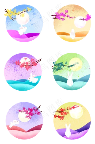 中秋佳节兔子望月夜景
