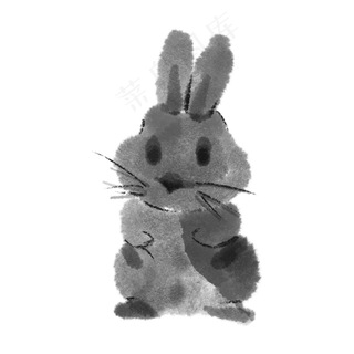 水墨中秋节可爱大耳朵兔