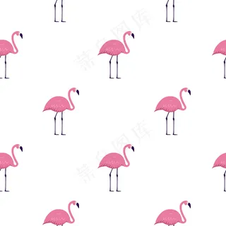粉红火烈鸟无缝图案背景。插图