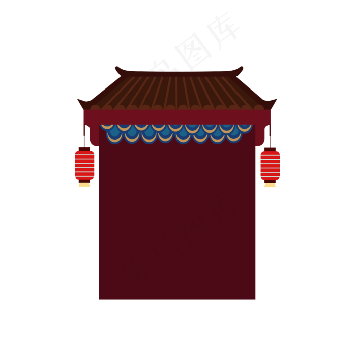 矢量手绘卡通古建筑大门(4167*4167px 300 dpi )ai矢量模版下载