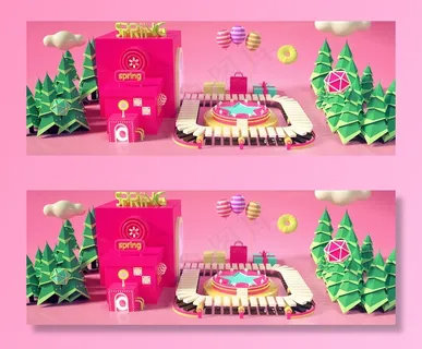 春季上新电商促销场景banner