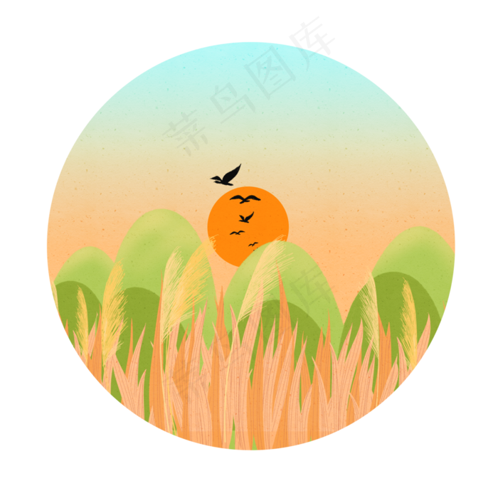 秋天夕阳下大雁南飞(4000X4000(DPI:300))psd模版下载