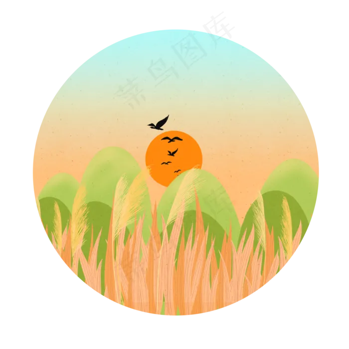 秋天夕阳下大雁南飞(4000X4000(DPI:300))psd模版下载