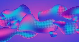 彩色流体半色调渐变形状几何液体背景。