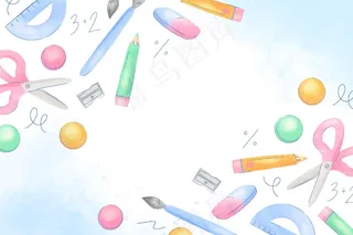 水彩画回到学校背景