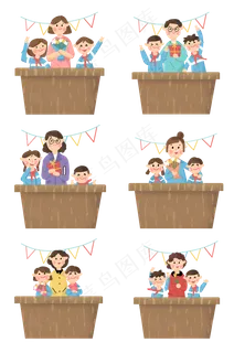 教师节讲台上学生们与老师合影