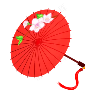 卡通红色油纸雨伞