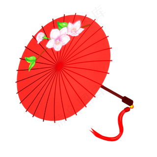 卡通红色油纸雨伞